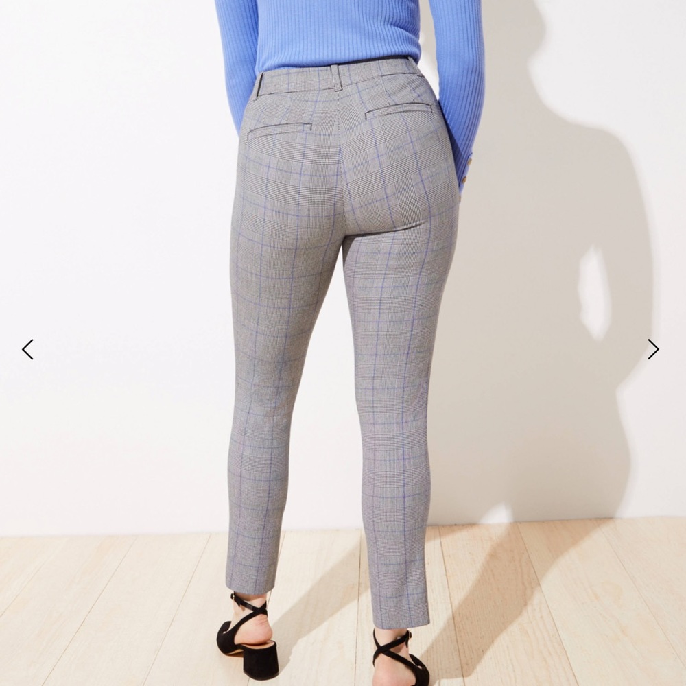 LOFT Plaid High Waits Skinny Ankle Pant Curvy Fit - Picture 2 of 3